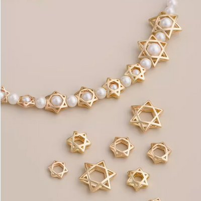Alloy Gilded Hollow Star Pendant Spacer 14K Plated