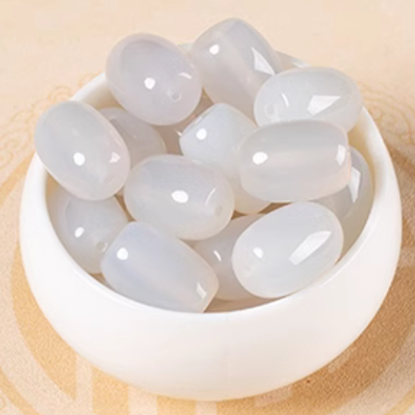 10pcs Agate Doliform White Beads