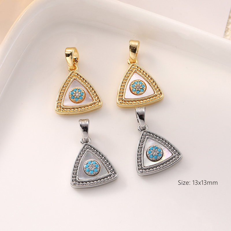 Brass Gold Platinum Plated Shell Inlaid Imitation Turquoise Charms Pendant