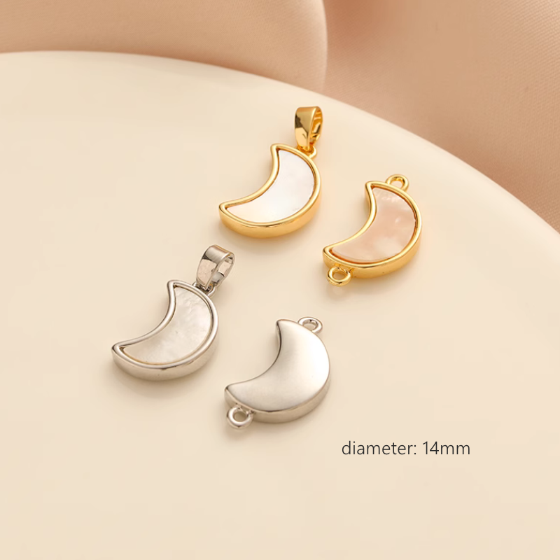 Brass Gold Platinum Plated Shell Piece Inlaid Charms Pendant