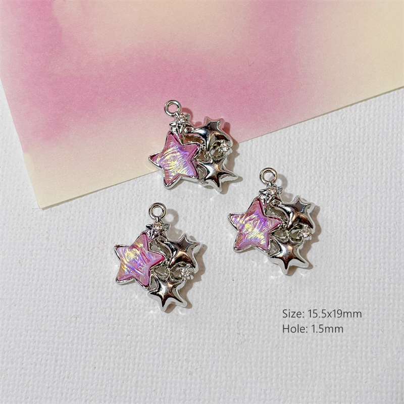 Alloy Pendants With Resin Pink Fairy Fantastic Charms