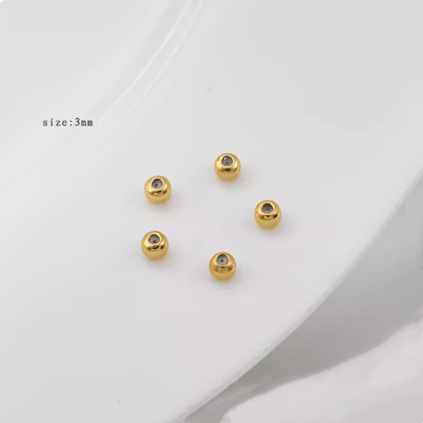 10pcs Brass 3mm Spacer Round Bead With Silicone 18K Plated -AMYS-04