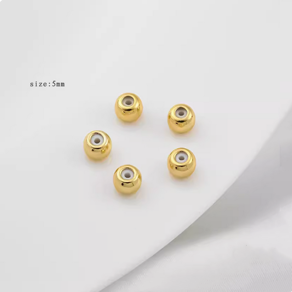 10pcs Brass 5mm Spacer Round Bead With Silicone 18K Plated -AMYS-06