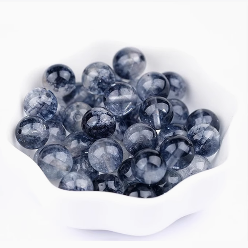 5pcs Black Ghost Like Crystal Beads