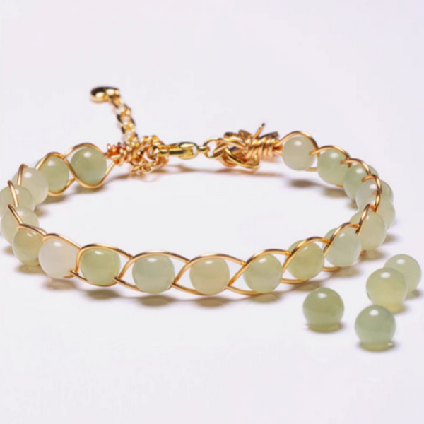Brass Wire Bracelet Jade Beads