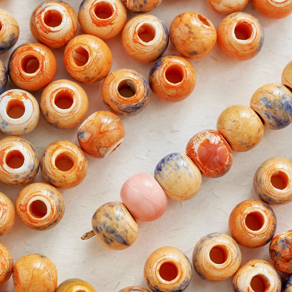 10pcs Ceramics Orange Gradient Beads Paintings Color