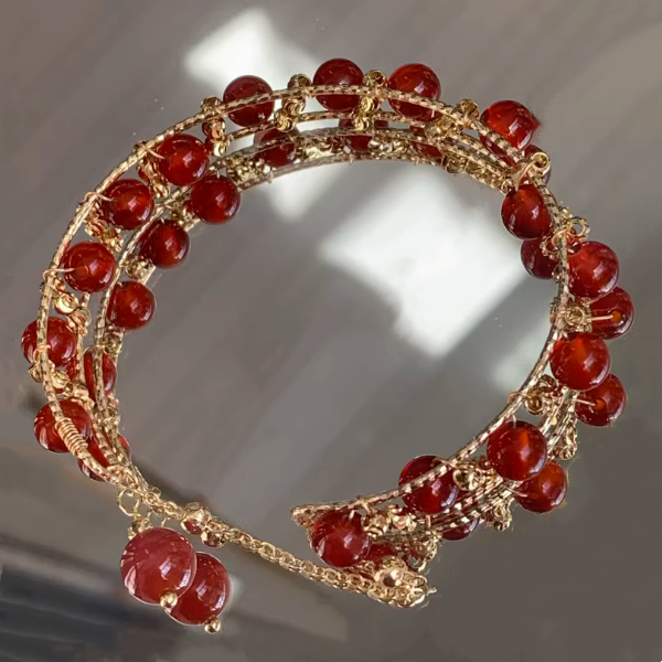 Brass Wire Bracelet Agate Beads
