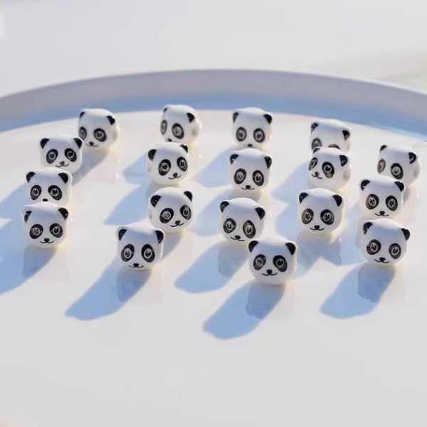 5pcs Ceramics Glazed Beads Panda Charms Spacer Jewelry DIY