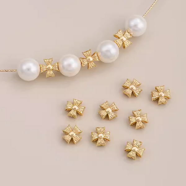 5pcs Brass Gold Plated Cross Spare Spacer