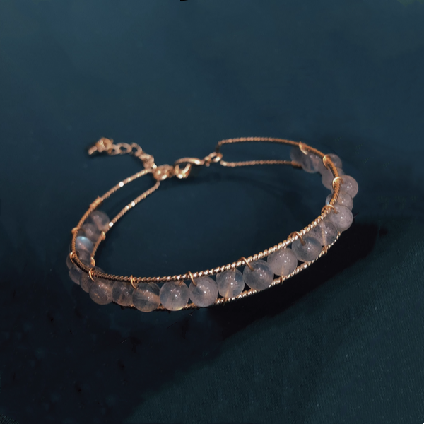 Brass Wire Bracelet Moonstone Beads