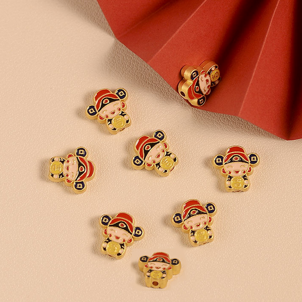 Alloy Gold Electroplated Wealth God Pendant Spacers