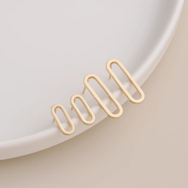 1 Pairs Brass Gilded Oval Earring Studs New Fashion Jewelry Handmaking