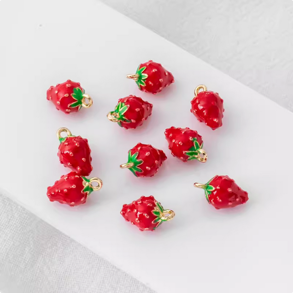 Brass Enamel Dispensing Strawberry Pendant