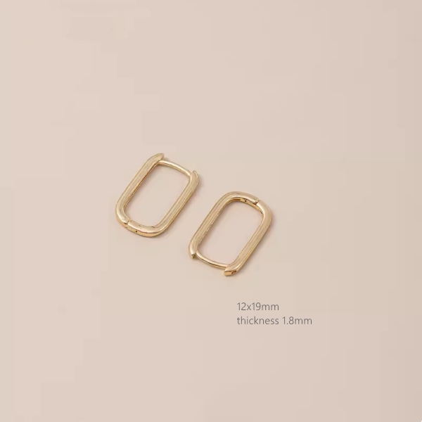 1 Pair Brass Square Ring Earrings Hoops