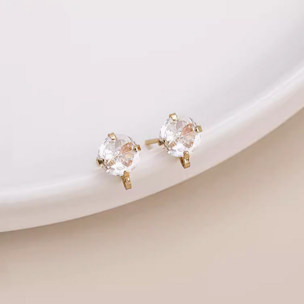 1 Pairs Brass Zircon Earrings Base Stud