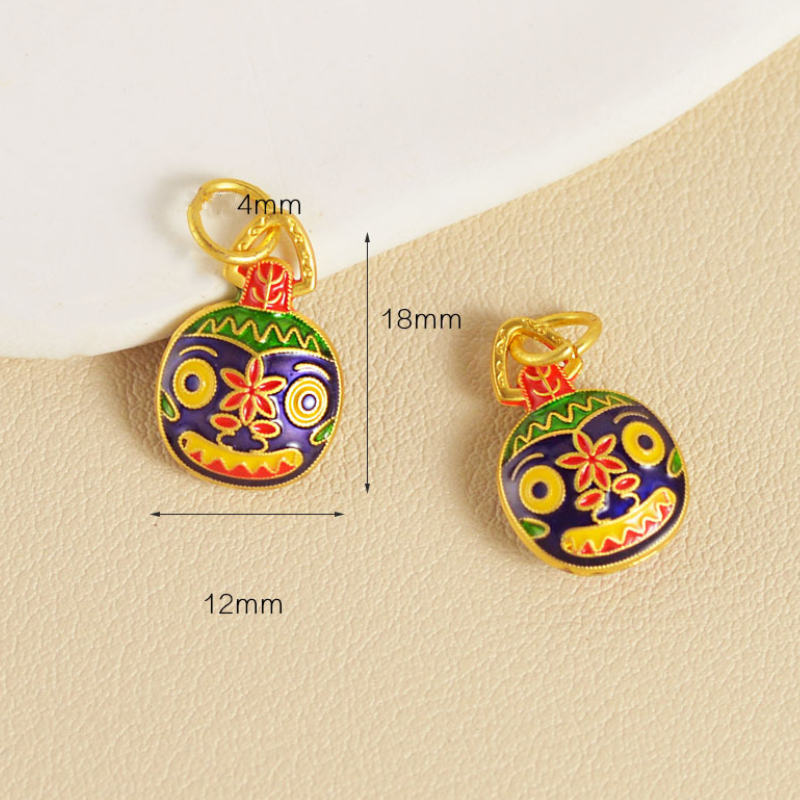 Alloy Gold Plated Enamel Dispensing Cute Fish and Good Monster Pendant