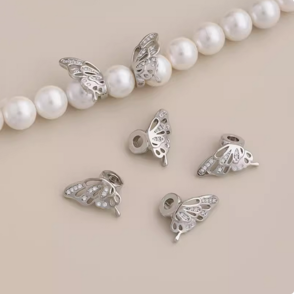 1 Pair Brass Zirconic Butterfly Wing Spare Spacer Accessories