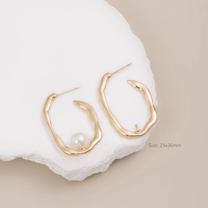 1 Pairs Classic Hoops 14K Gold Earring Plain Fashion Girls Woman Jewellry