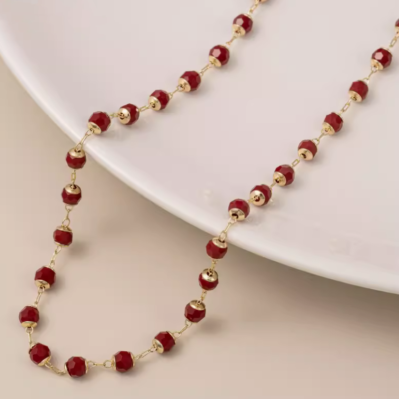 Brass Zircon Faceted Beads Chains Necklace Bracelet Chain