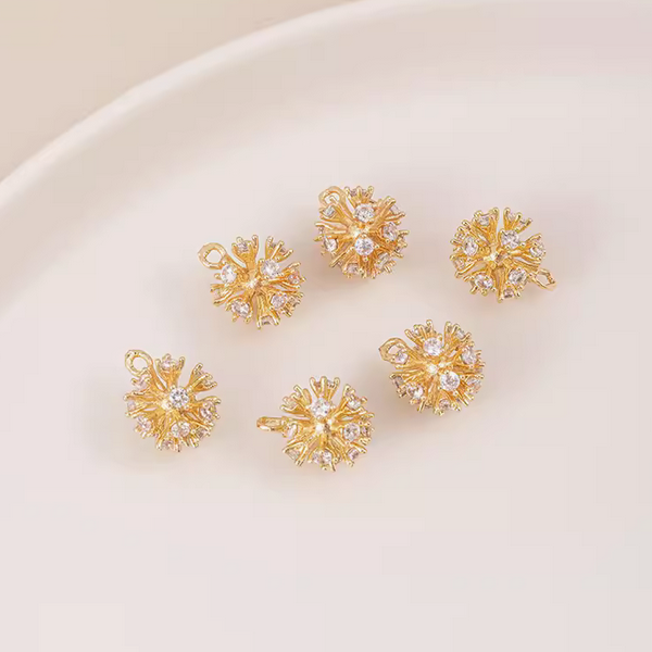 Brass Gold Plated Zirconic Pinecone Charms