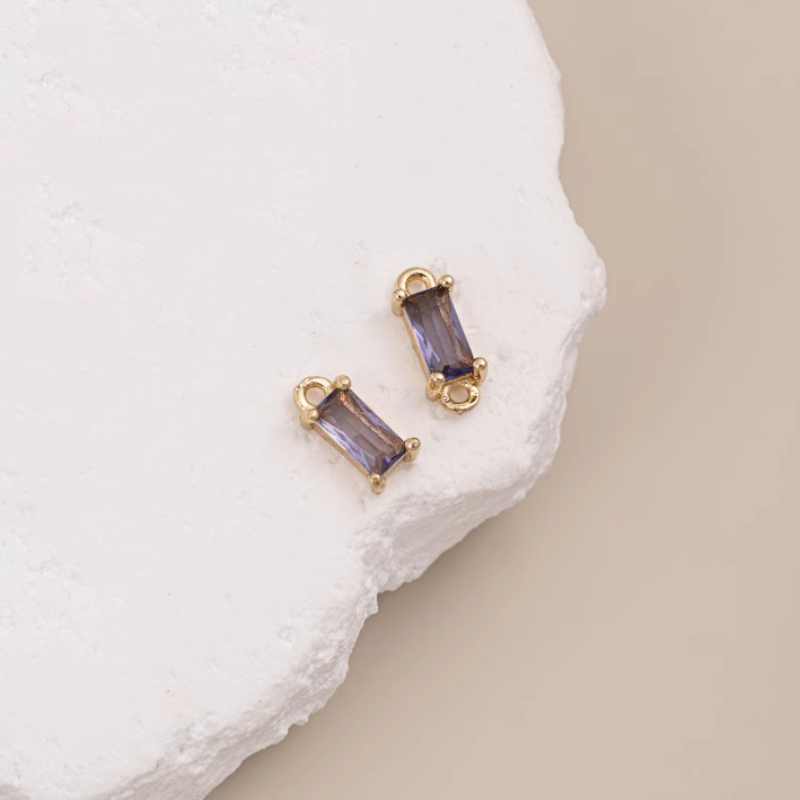 Brass Rectangle High Zircon Pendant Spacers