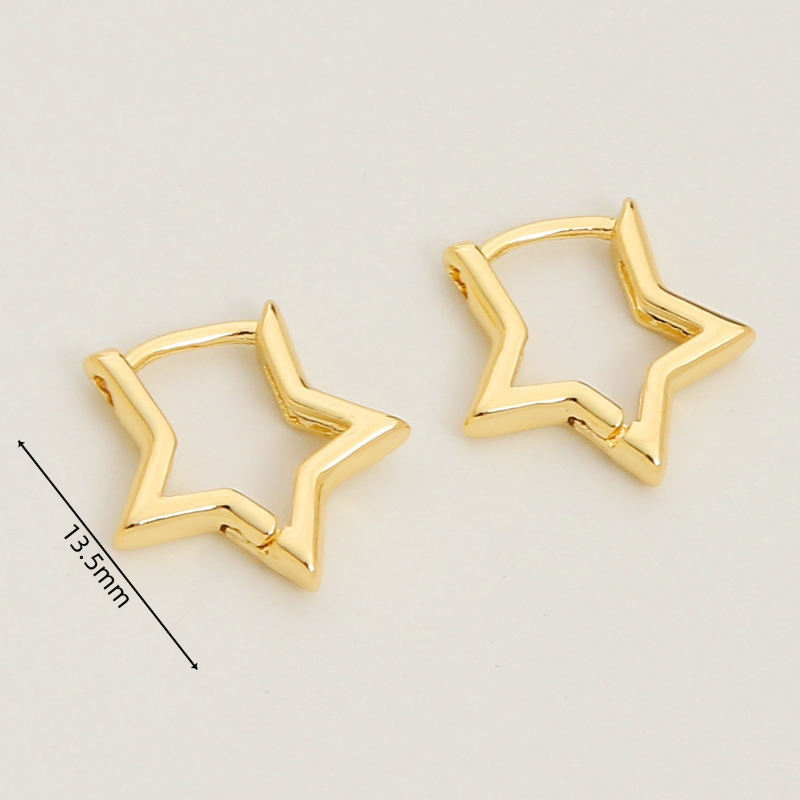1 Pair Brass Plain 14K Gilded Geometry Earring Hoops