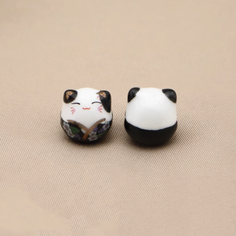 Ceramics Glazed Beads Cats Wealth Attract Symbol Charms Pendant