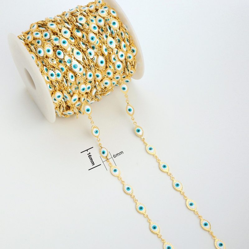 Brass different shape evil eye chains