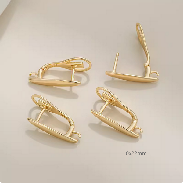 1 Pair Brass 14K Gold Plated Earring Hoops Irregualer Rings