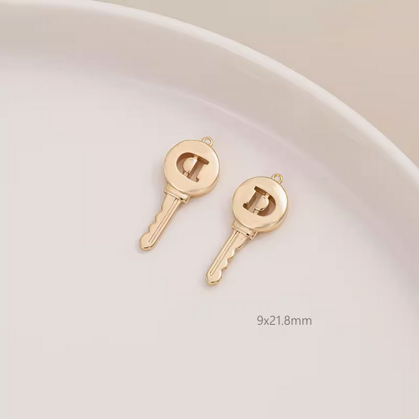 Brass Lock & Key Pendant 14K Gilded Metal Charms