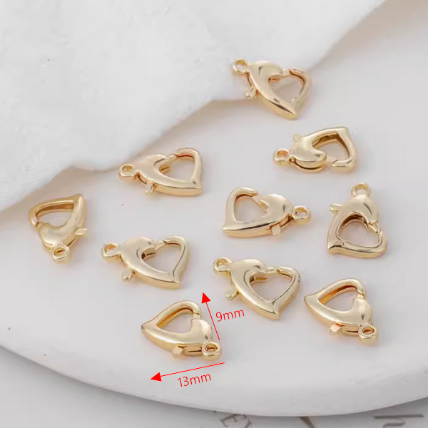 Brass Heart Shape Spring Ring Clasp Gold Platinume Plated
