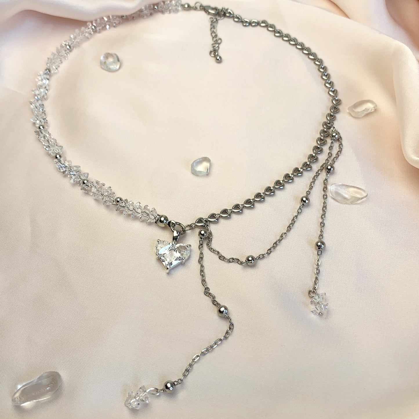 Shiny White Crystal Beads Necklace diy Parts
