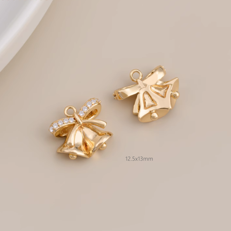 Brass Gilded Zircon Christmas Theme Pendant Pieces