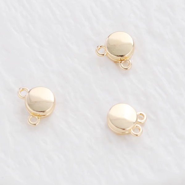 Brass Flat Round Magnetic Clasp, Gold Plated - CMBP-01