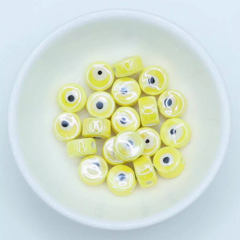 5pcs Ceramics Glazed Eyes Beads Pottery Bracelet Making Findings