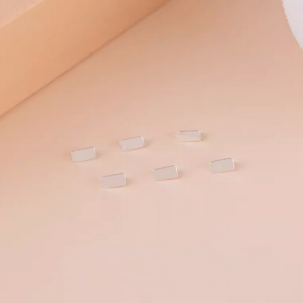 2pcs Sterling Silver Rectangle Spacer Beads - ASLJ-08