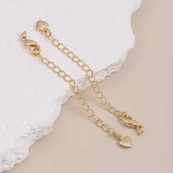 Brass Lobster Claw Clasp With Extended Chain, Gold Plated