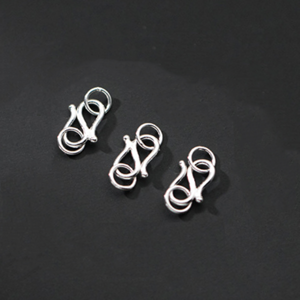 Sterling Silver S Hook Clasp With Rings, Silver Plated