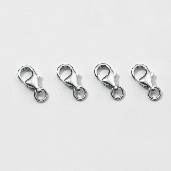 Sterling Silver 7x10mm Lobster Claw Clasp Single Ring, Platinum Plated -CSSD-07