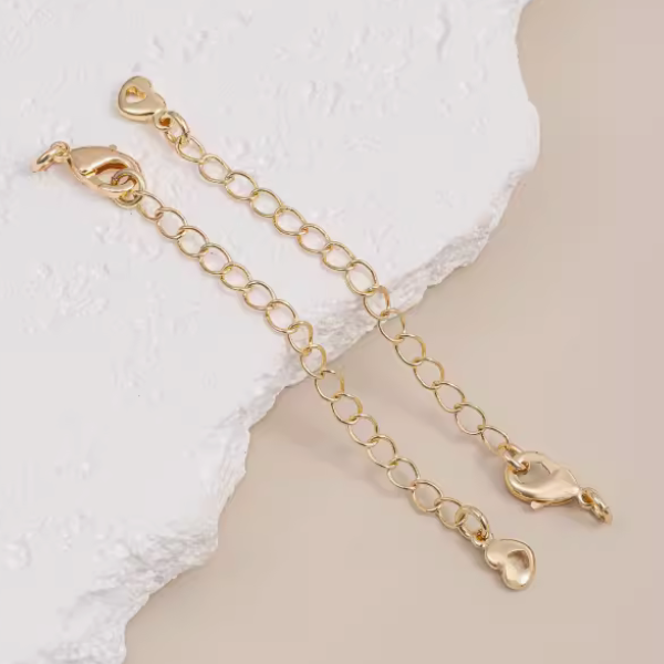 Brass Lobster Claw Clasp With Extended Chain, Gold Plated - CMHS-02