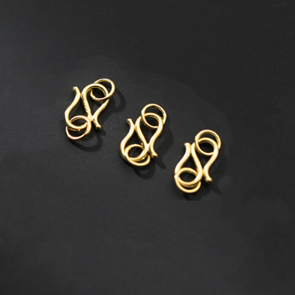 Sterling Silver S Hook Clasp With Rings,Gold Plated