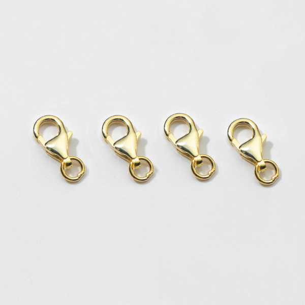 Sterling Silver 7x10mm Lobster Claw Clasp Single Ring, Gold Plated -CSSD-11