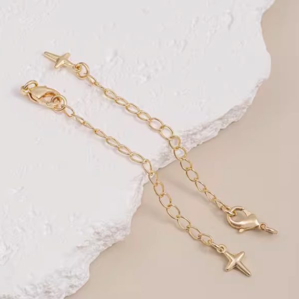 Brass Lobster Claw Clasp With Extended Chain, Gold Plated - CMHS-03