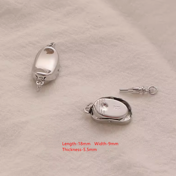 Brass Platinum Plated Plain YuanBao Inserts Clasp