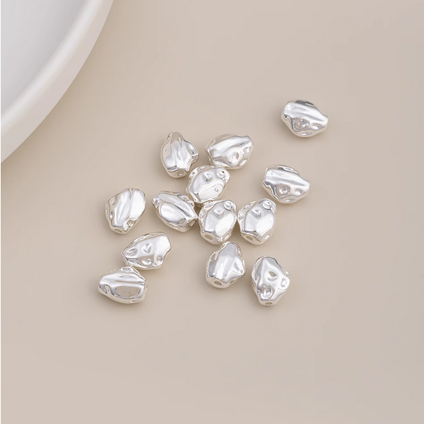 5pcs Brass Irregular Shape Spare Spacer Beads Silver Plated -AMBG-04