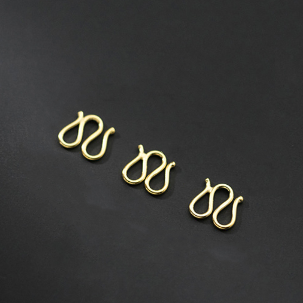 Sterling Silver M Hook Clasp ,Gold Plated