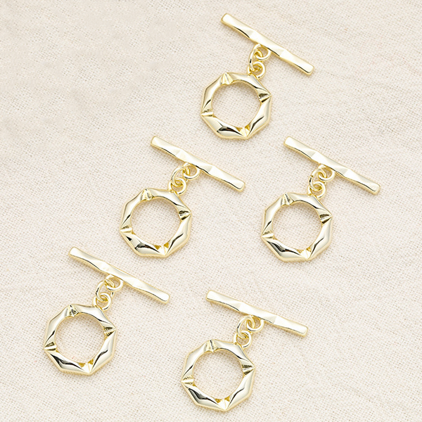 Brass Pinch / OT Toggle Clasp -Geometric Veins