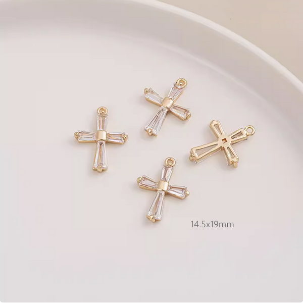 Brass Gilded Zircon Various Cross Design Pendants