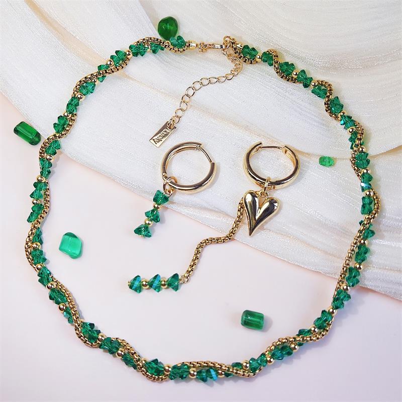 Crystal Beads DIY Material Necklace Green Color