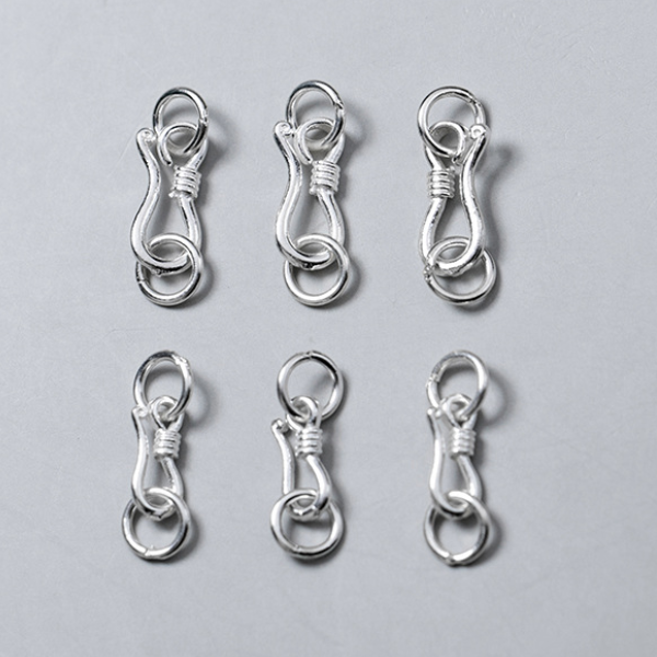 925 Sterling Silver Hook Clasp With Rings, Silver Plated